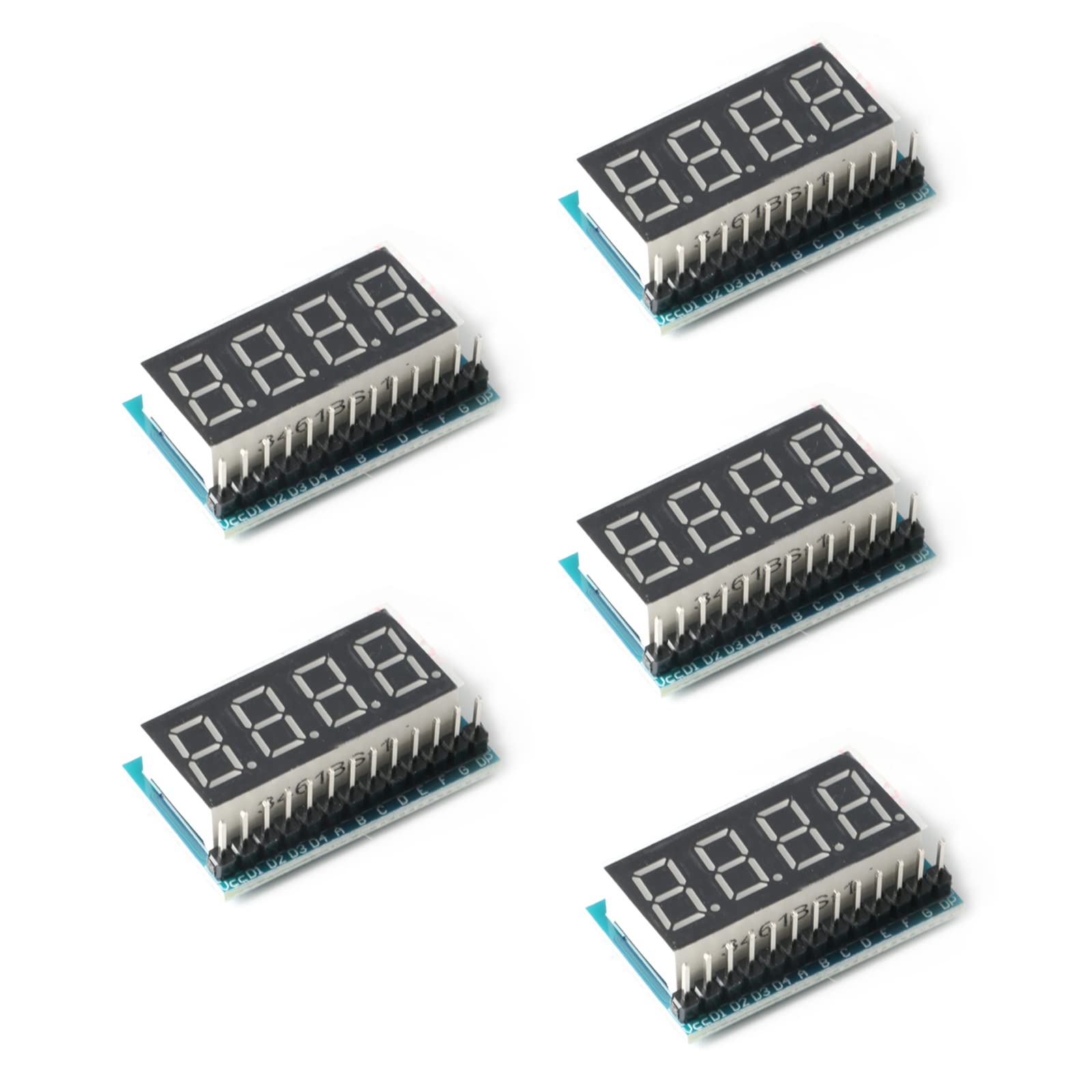JESSINIE 5Pcs 4-Bit 74HC164 0.36 inch Red Highlight Digital Tube Display Module Common Positive 4 Segment Serial Interface 4 Bit Digital Display Module 74HC164 Driver