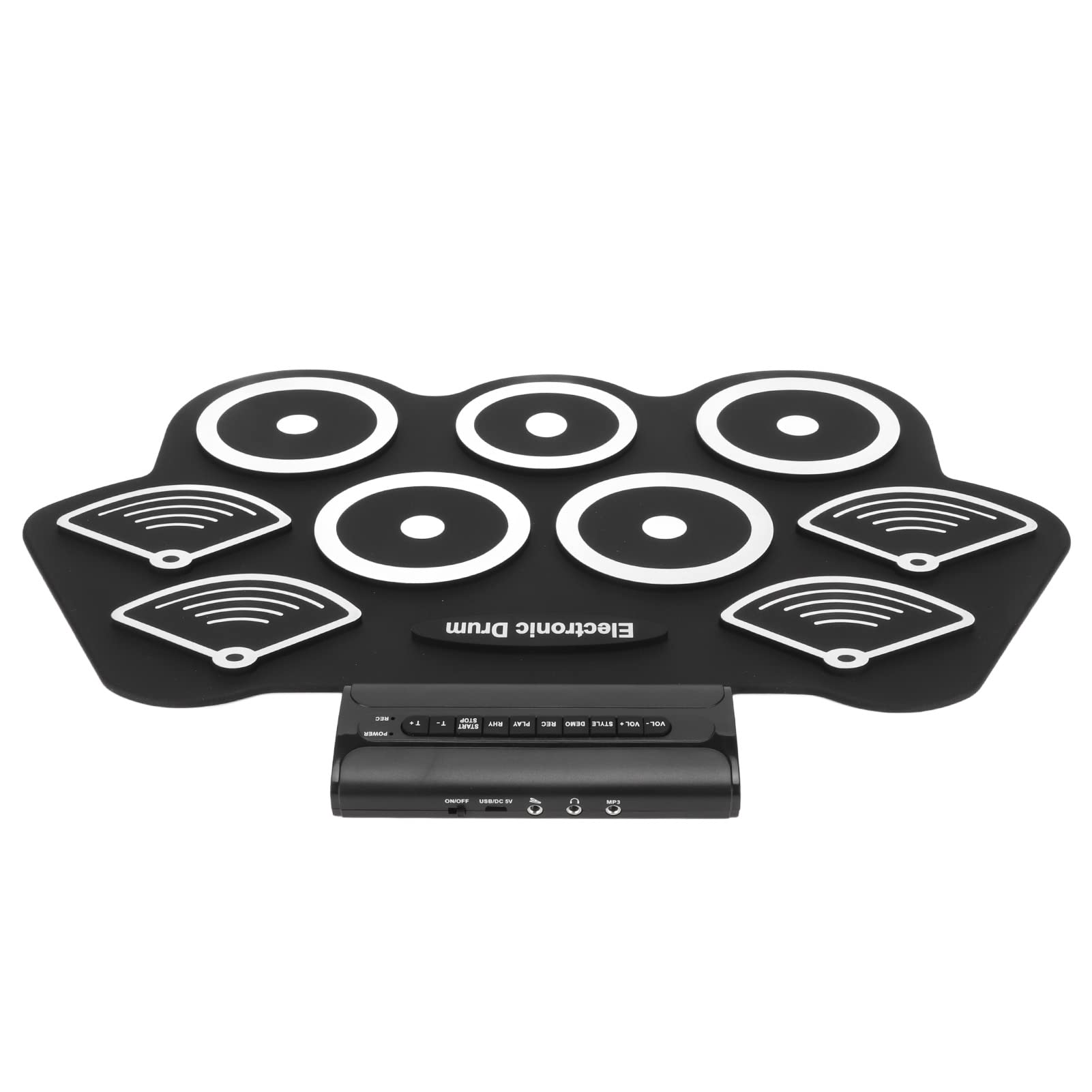 VBESTLIFE Juego de Batería Electrónica, 9 Almohadillas Enrollables, Batería Midi Portátil Recargable con Pedales, Sorpresa de Cumpleaños para Niños (Enchufe de la UE)