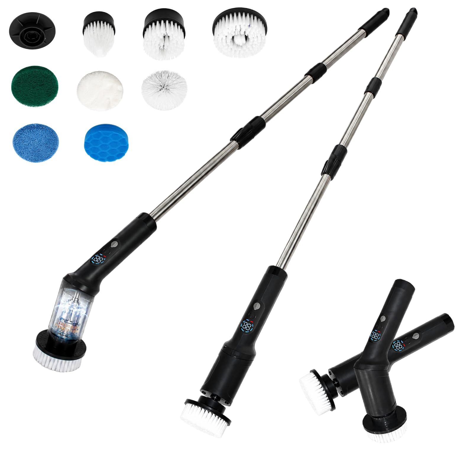 Brosse de nettoyage électrique avec 9 embouts, étanche IPX6