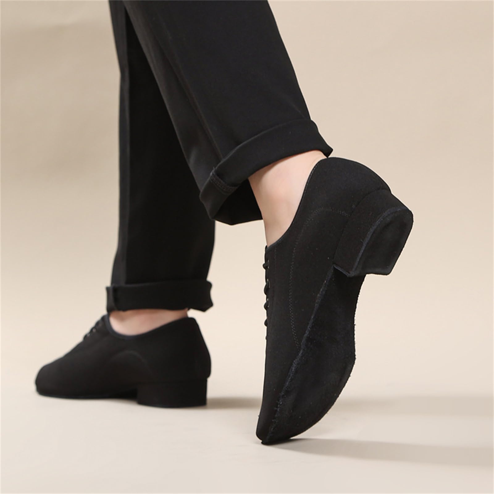 Zapatos de Baile de Salón para Hombre Suela de Cuero Latinos Modernos con Cordones Tacón Bajo