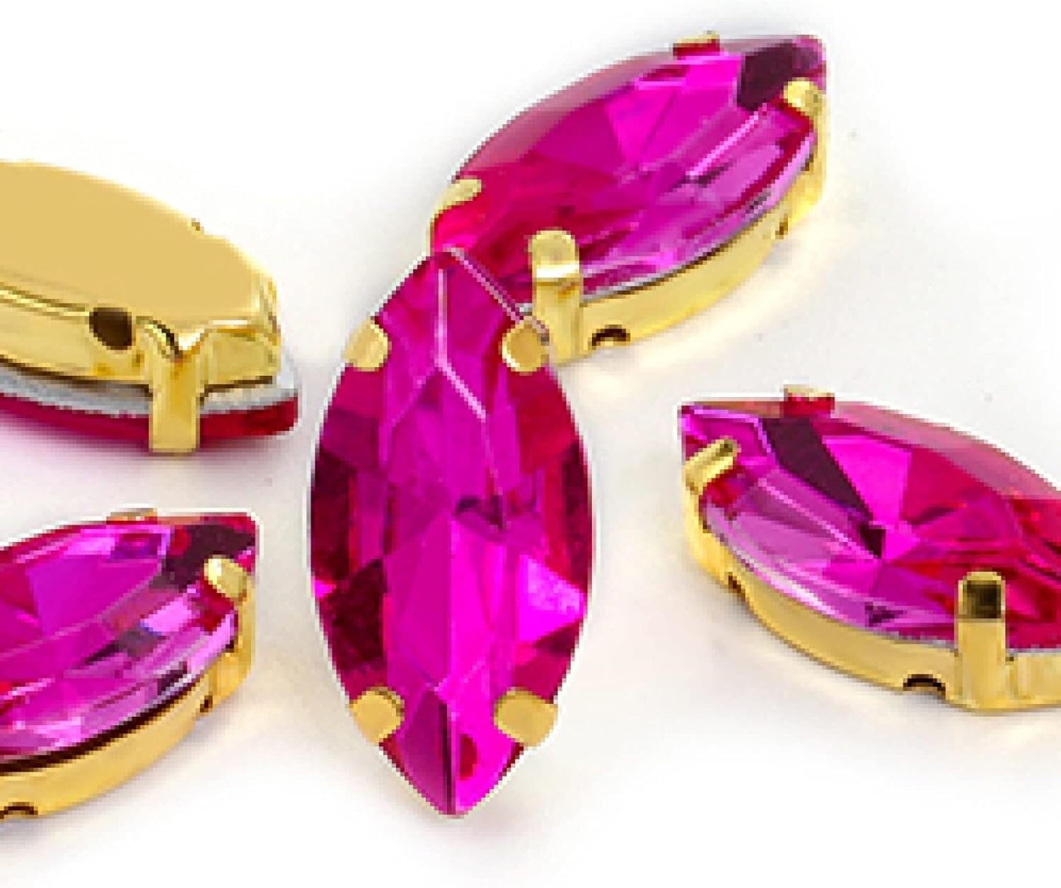 cyrkonie, Kryształki szklane w kształcie oka konia/liścia z pazurami do przyszycia kryształowego kamienia Strass Diamond akcesoriów szycia ubrań(Rose Red,6X12mm 50pcs)