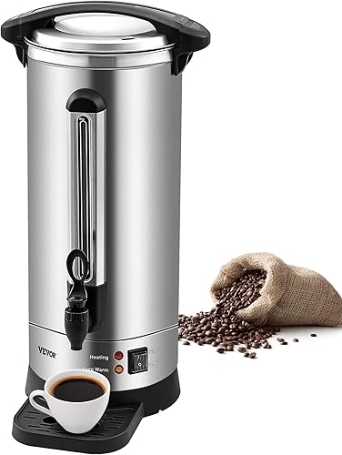 Miniatura 13 de VEVOR Urna de Café Comercial, 65 Tazas/9.75 L Dispensador de Café Grande de Acero Inoxidable, 1500 W 110 V Urna Cafetera Eléctrica para Preparación