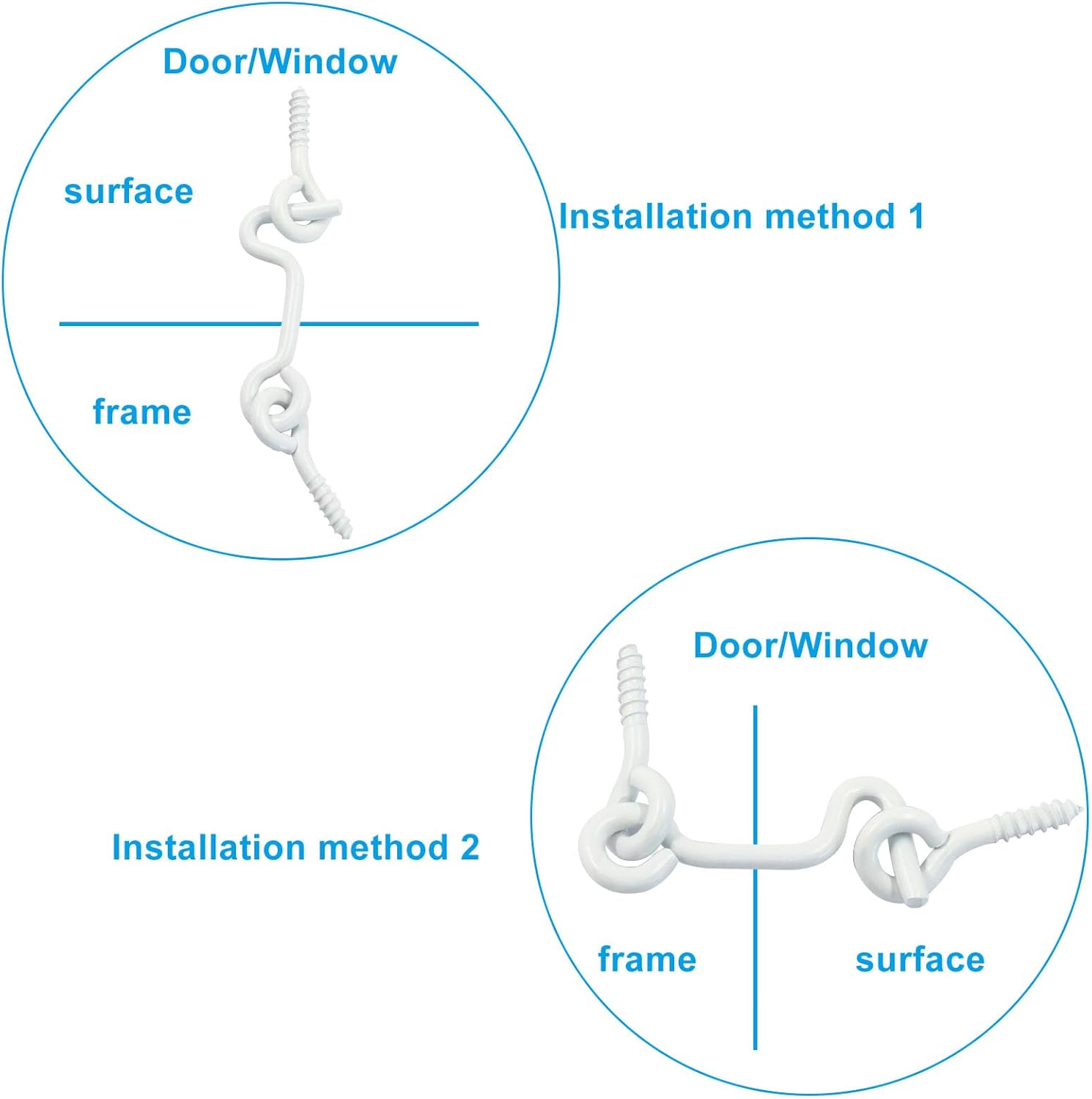 Jiozermi 6pcs 1.5 Inch Cabin Hook and Eye Latch with Mounting Screws, for Wood Gate Door Swivel Window-White