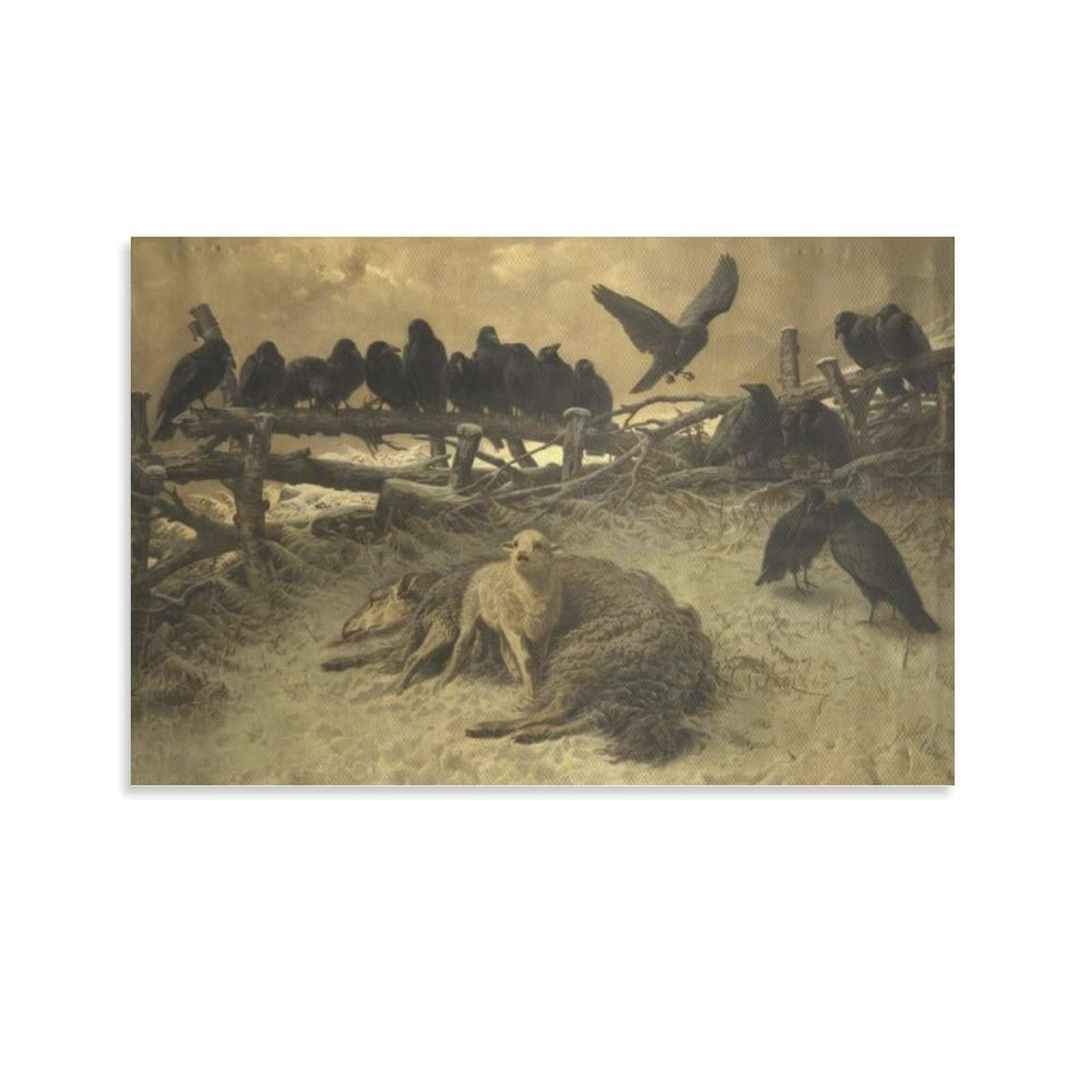 August Friedrich Schenck Prints《 Orphan Lamb 》Wall Art Canvas Painting Poster Poster Decorative Painting Canvas Wall Art Living Room Posters Bedroom