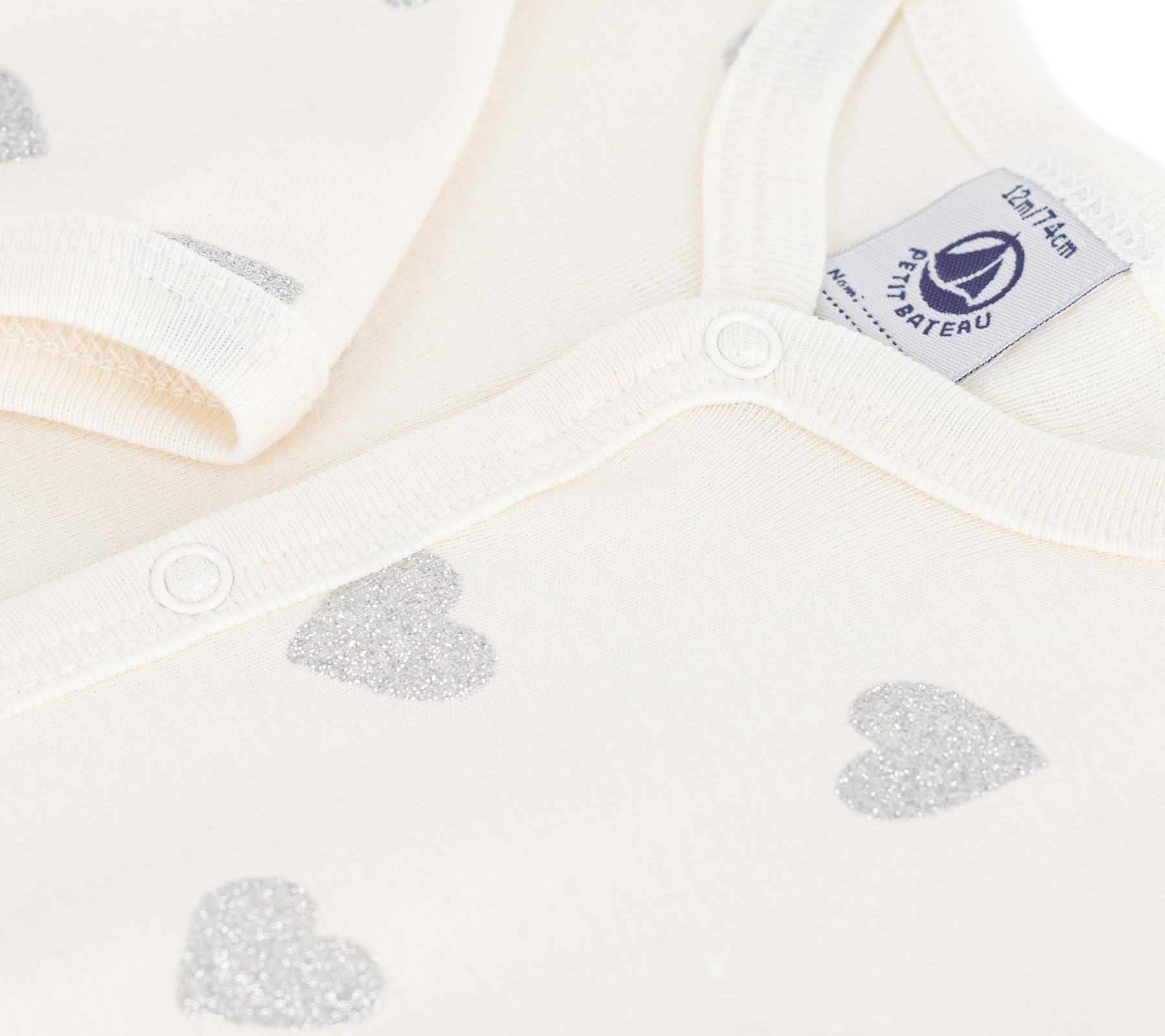 Petit Bateau Pyjama bébé en Coton imprimé cœurs argentés