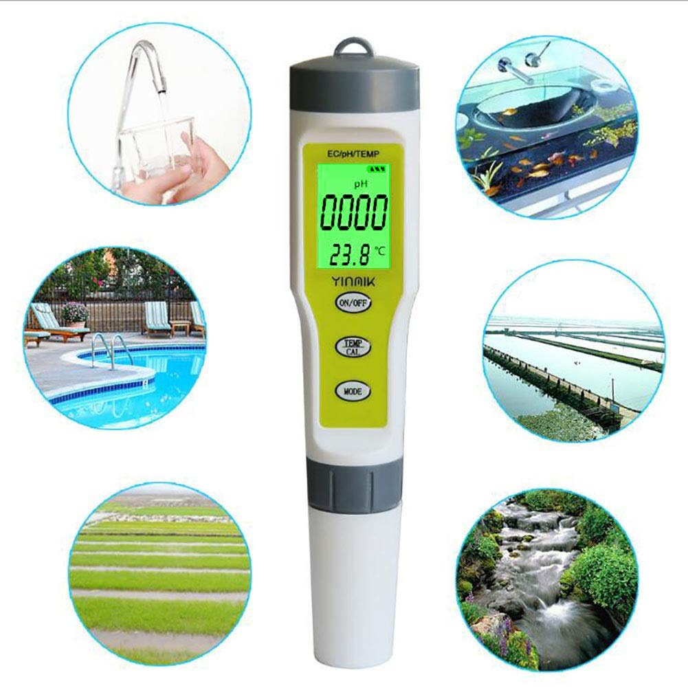 Ph/EC/Temp 3-in-1 Test Pen Ph Valeur Pen Test Qualité De l'eau Piscine Accueil Détection PH avec Rétro-éclairage
