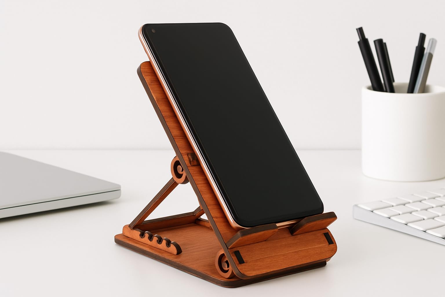 DIZEDAY Adjustable MDF Wood Phone Stand – Eco-Friendly and Foldable Mobile Stand Holder for Desk, Compatible with All Smartphones-picture-13