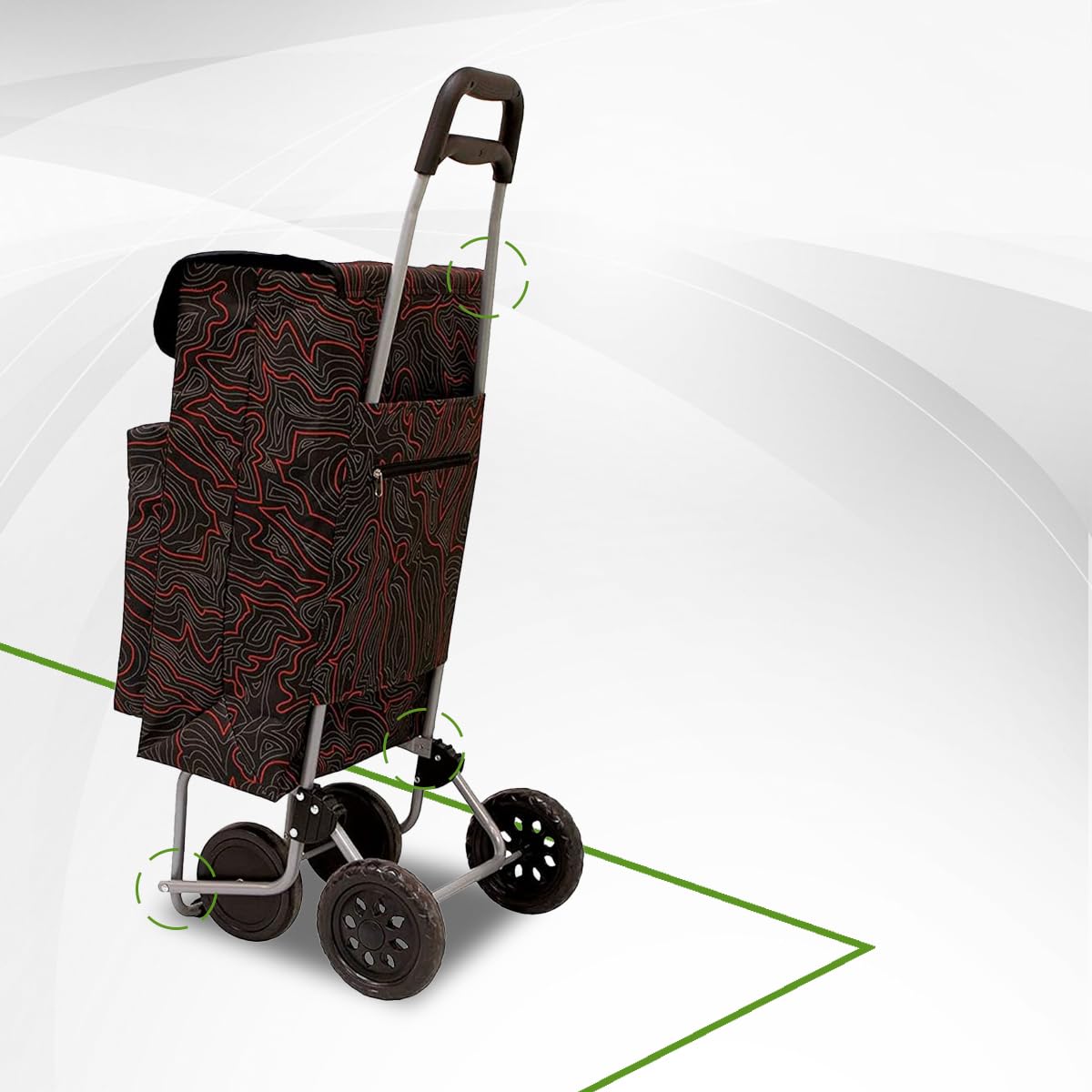 Amig - Chariot de Courses 4 Roues avec Compartiment Isotherme - Caddie de Courses Solide - Chariot de supermarché Pliable - 22 x 40 x 106 cm - Charge Max. 15 kg - Couleur Noir