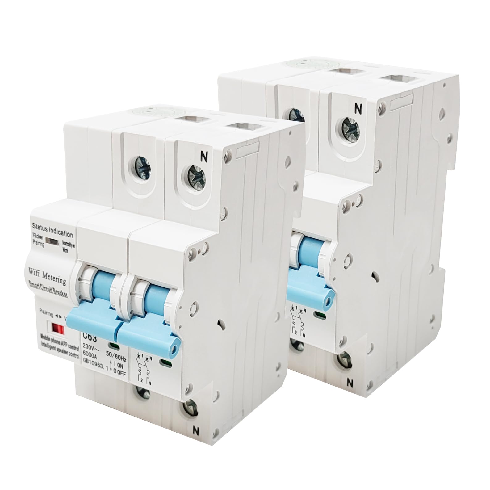 LED ATOMANT 2x Disyuntor Termico Wifi 2P Programable 10-63A Medidor Consumo