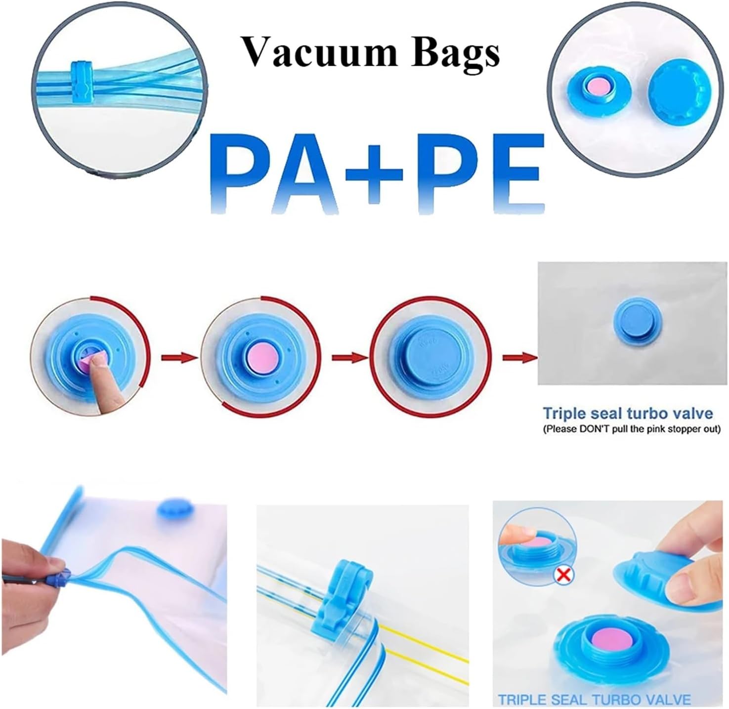 Jumbo Large Ziplock Vacuum Seal Bags for Bedding Clothes Pillows Storage Sealer Compression Packing Travel Hand Pump Accessories