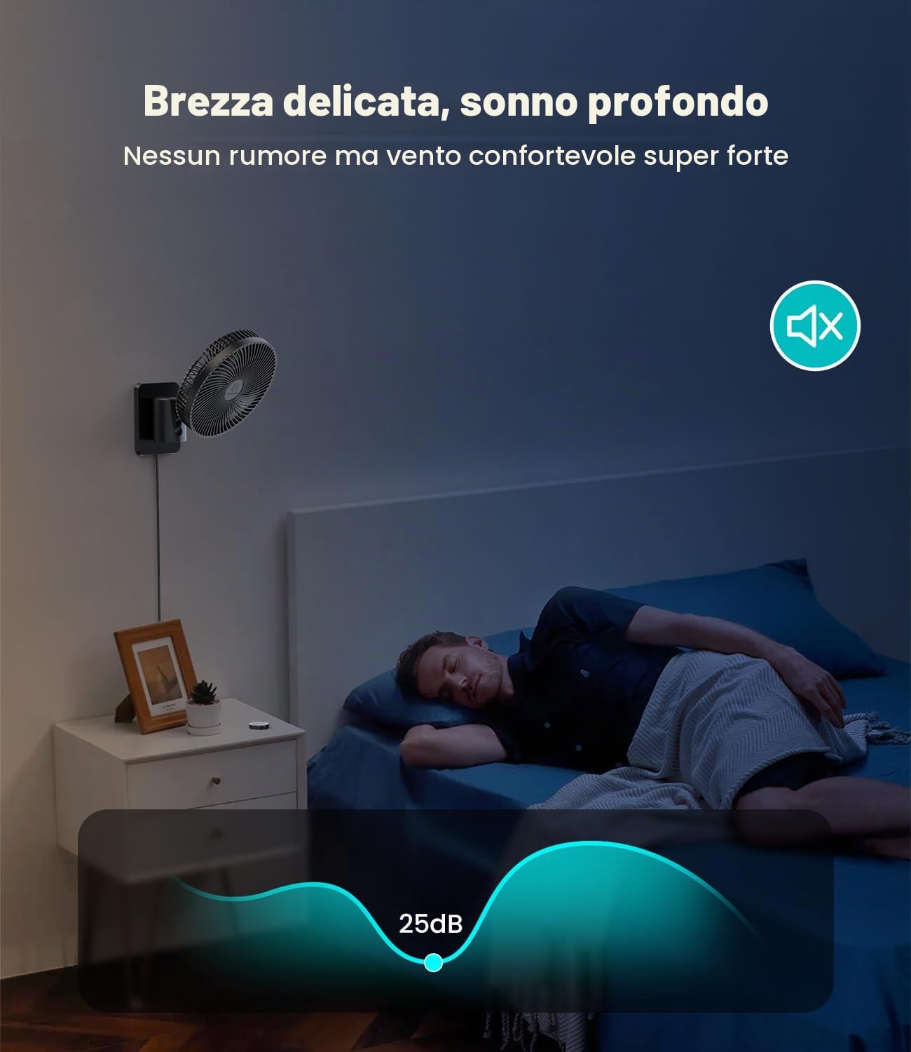 LEMOISTAR - Piccolo ventilatore da 20,3 cm con telecomando, oscillazione a 90°, 4 velocità, 4 timer, inclinazione regolabile, cavo da 70 pollici, silenzioso, per camera da letto ad angolo
