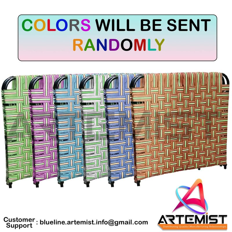 Image of ARTEMIST Portable Single Folding Bed Space Saving Heavy Duty Foldable khat Cot for Sleeping Sturdy Metal Frame Space Saving Design 3X6 feet (ModernBed, Painted, Virgin Stripe, Multi-color)