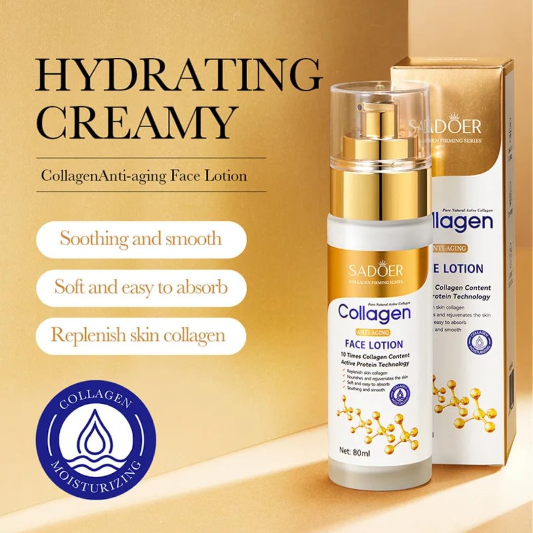 Sadoer Collagen Anti Aging Face Lotion with 10 Times More Collagen Content Active Protein Technology - 80ml - Image 3