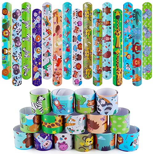 30 Stück Schnapparmband Kinder,Bunte Klatscharmband mit Tier Schnapparmbänder,Slap Armband für Kinder Mädchen Jungen,Snap Armbänder für Geburtstags Geschenke Mitgebsel Spielzeug (Tier) Cover