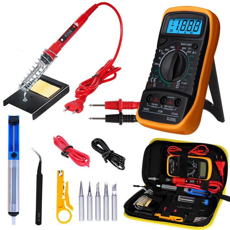 Serplex® 80W Electric Soldering Iron Kit with Adjustable Temperature, Digital Multimeter, Desoldering Pump, Extra Tips, Stand, 16-Piece Welding Tools Set for DIY & Repair (B0CVX88FG4) Amazon Price History, Amazon Price Tracker