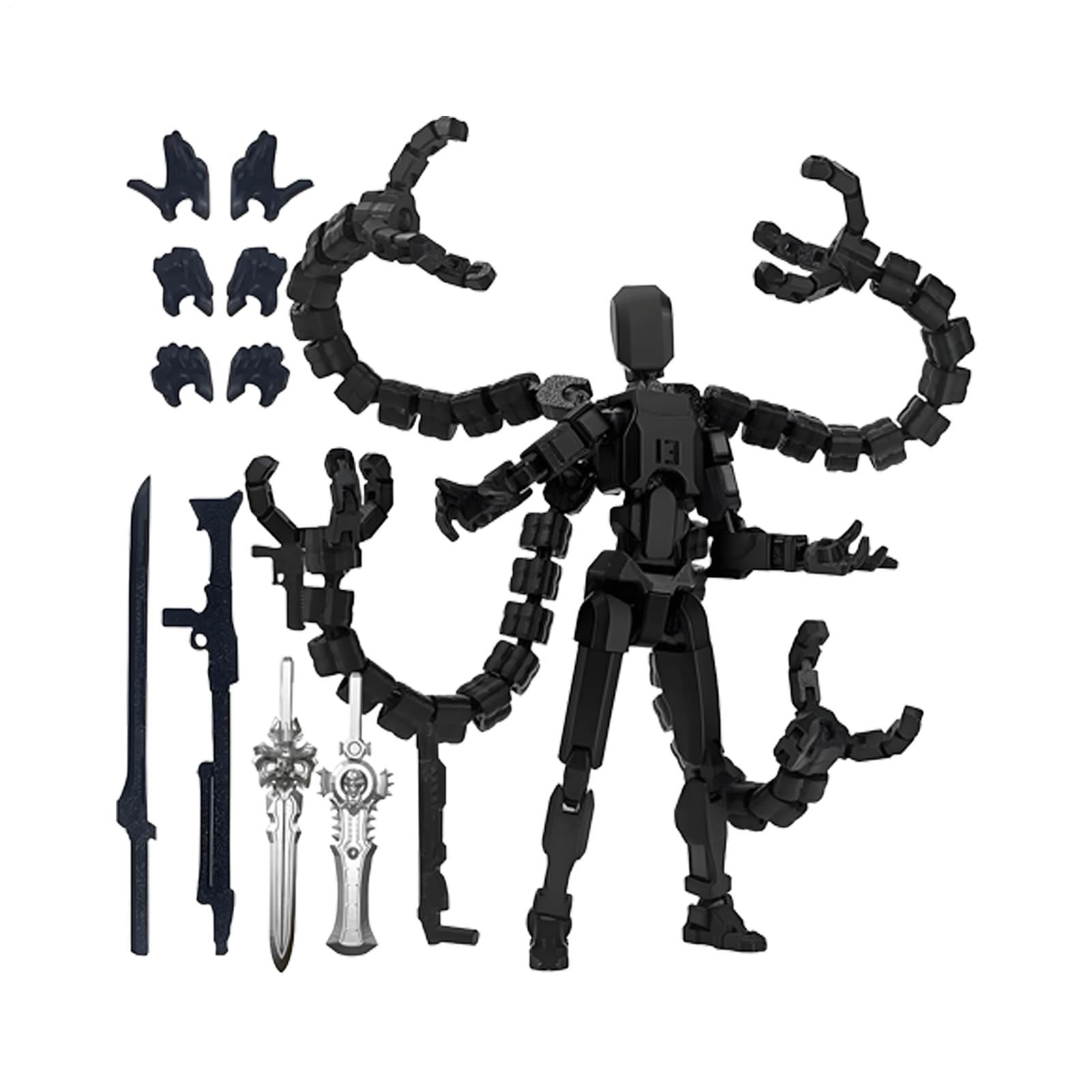 Assembly Completed Action Figure, 3D Printed Articulated Action Figure With Multi-Jointed Movable Parts, Flexible Sensory Toy For Collectors Fans, 7 Accessories 3 Hand Types, Adjustable Base