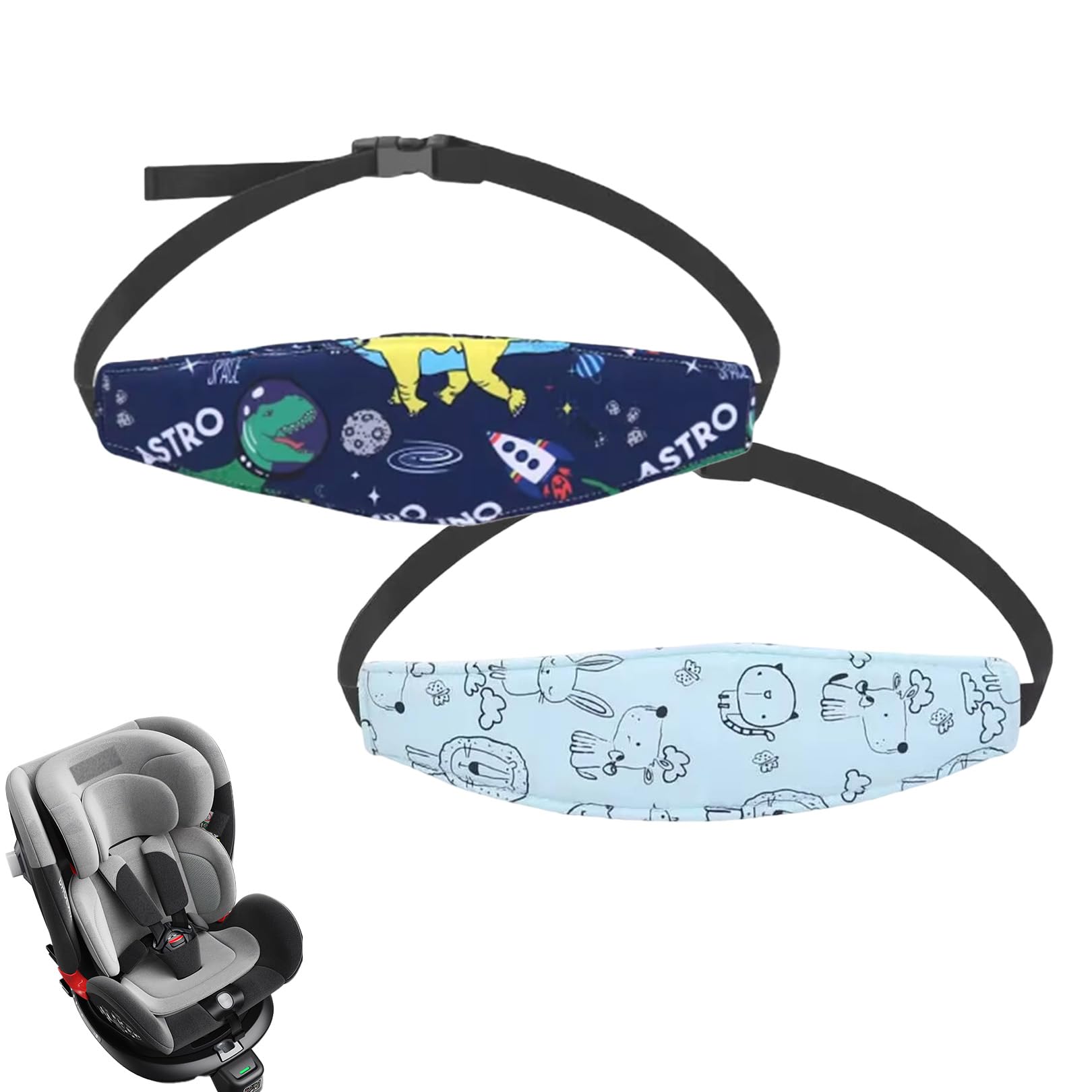 2 Pezzi Poggiatesta Auto Bambini,Cinturino Supporto Testa Bambini,Regolabile Auto Sicurezza Cinturino,Supporto Testa Seggiolino Auto,Fascia Poggiatesta,Accessori Reggitesta per Dormire Autos Bambinio