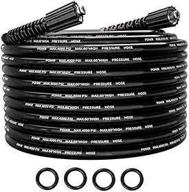 POHIR Mangueira Para Lavadora De Alta Pressão 25 Pés, Substituição Resistente A Torções 1/4 Polegada Com Giro M22 14 Mm, Extensão Leve 4000 Psi