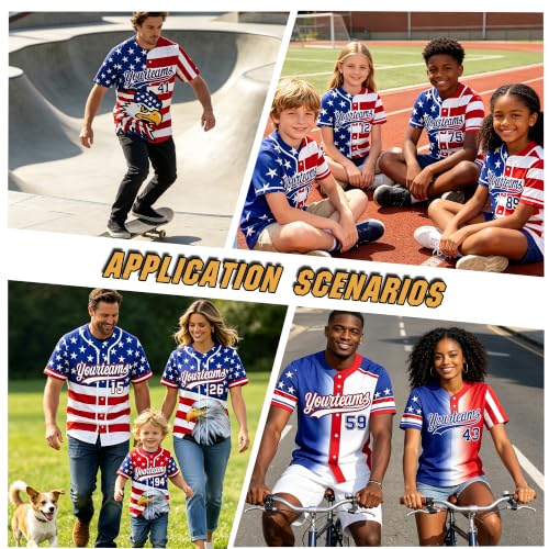 KXK Custom Baseball Jersey Personalized Patriotic Button Down Shirt para hombres, mujeres y jóvenes miniatura 7