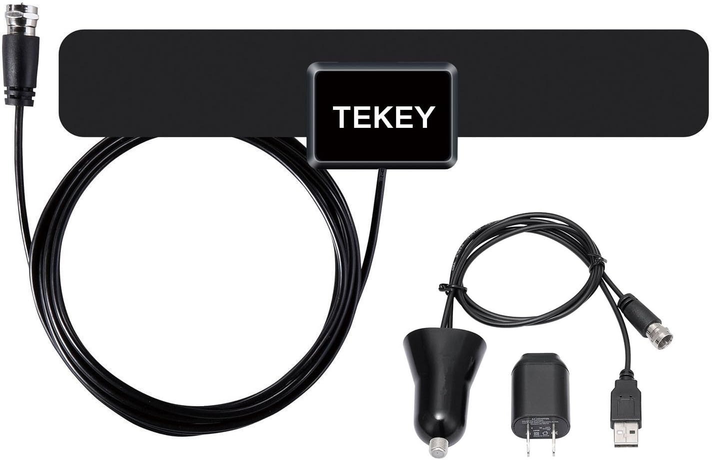 Tekey 50 Mile Amplified HDTV Antenna with Detachable Amplifier Signal Booster USB Power Supply and 10ft Coaxial Cable,Ultra Thin and Soft