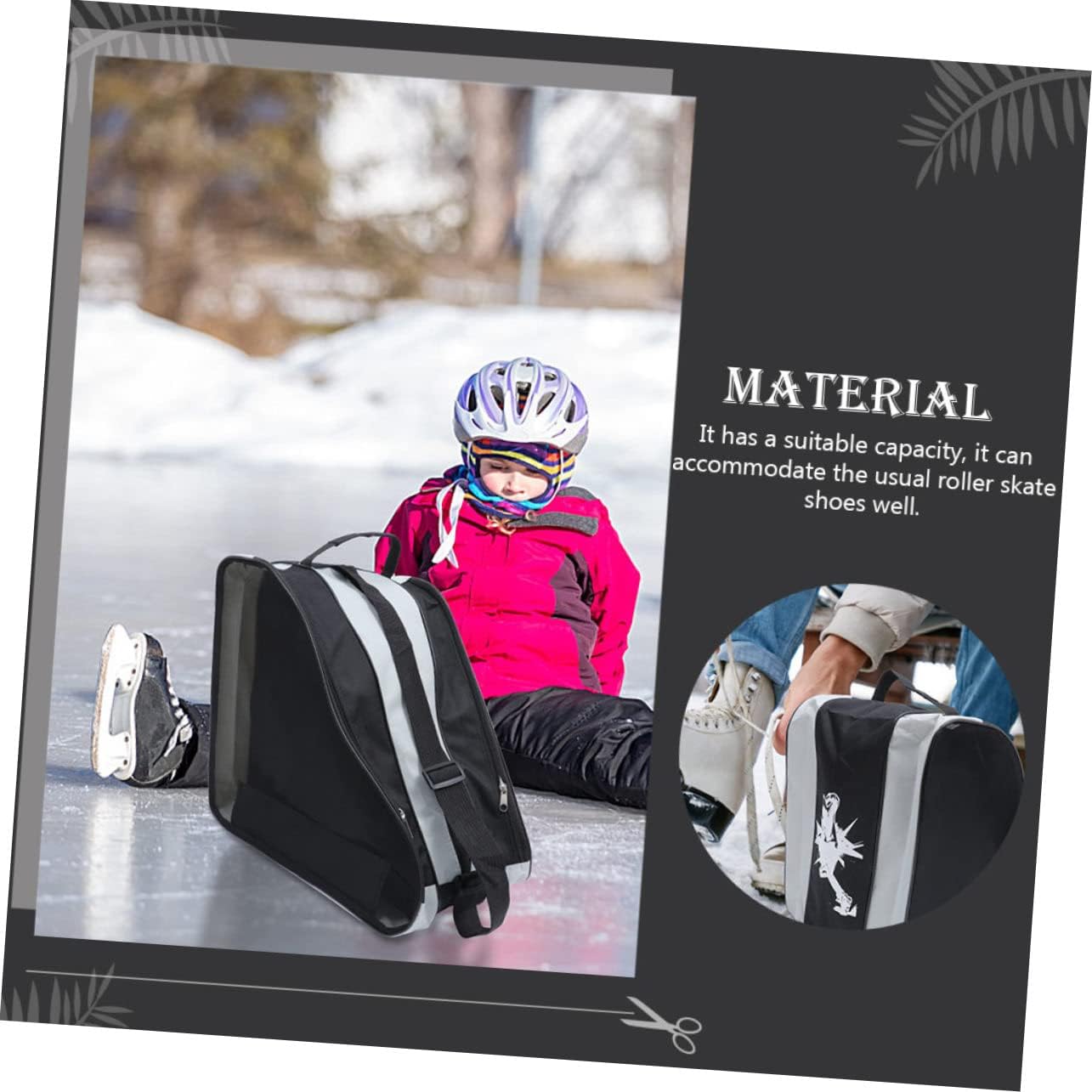 YARNOW Roller Skate Pouch Portable Skate Bag Washable Easy Storage Ice Skating Shoe Bag