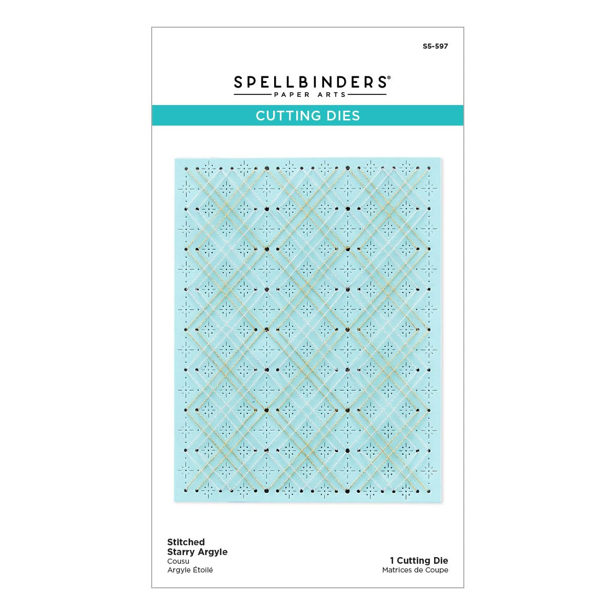 Spellbinders Stitched Starry Argyle Etched Dies from The Christmas Collection, Metal, 4.25 x 5.5 inches