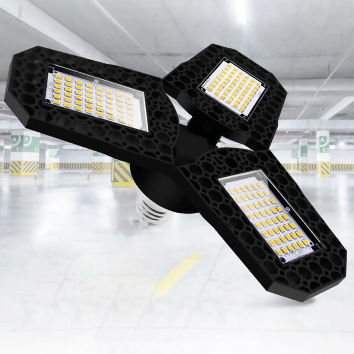 Vaguelly LED Warehouse Lamp Folding Garage Light 80w Deformable Ceiling Bay Light White for Workshop and Industrial Use — view 4