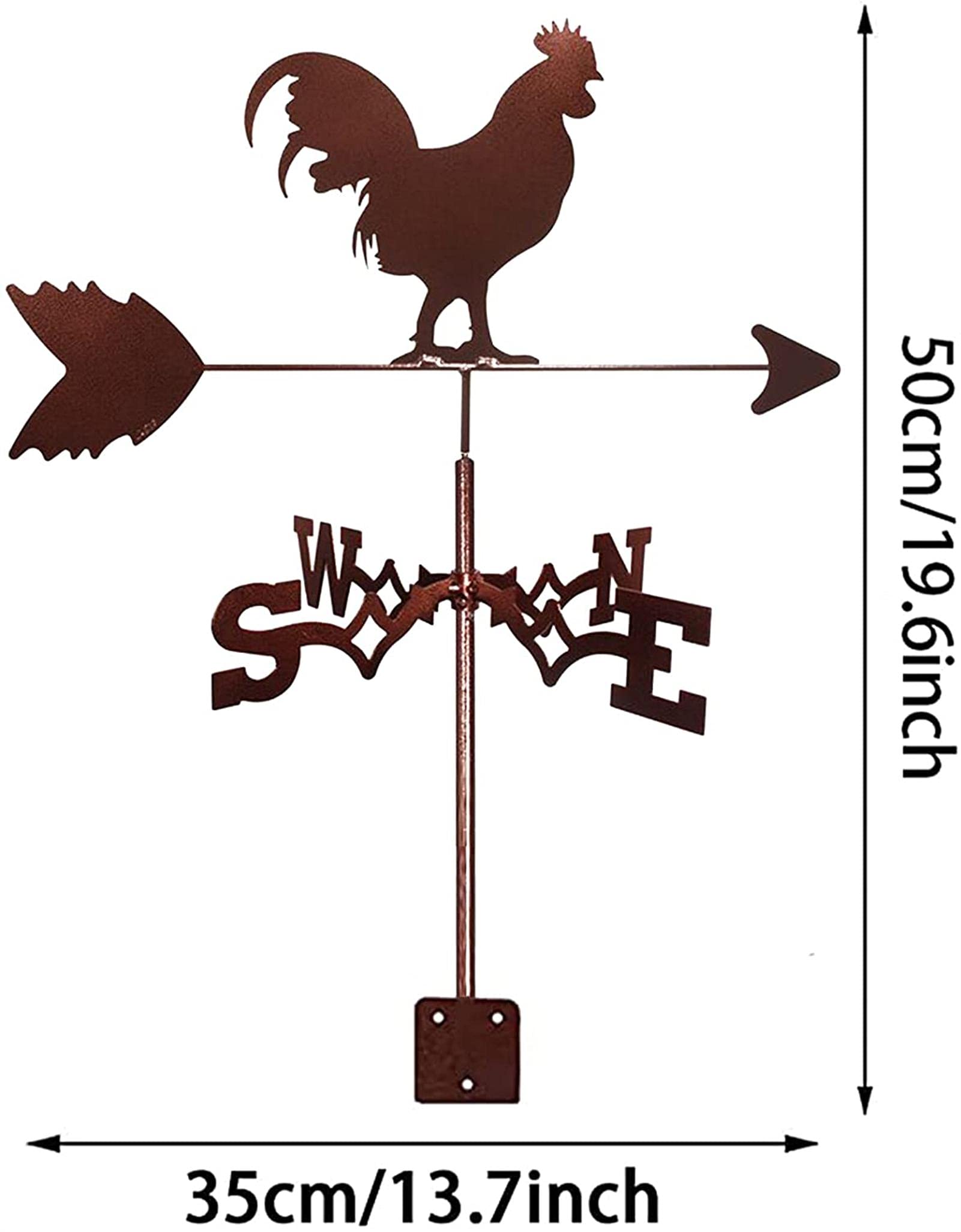 Girouette en Fonte girouette girouette soufflée au Vent décorations de Coq en métal indicateur de Direction pour Toit extérieur Ferme Cour