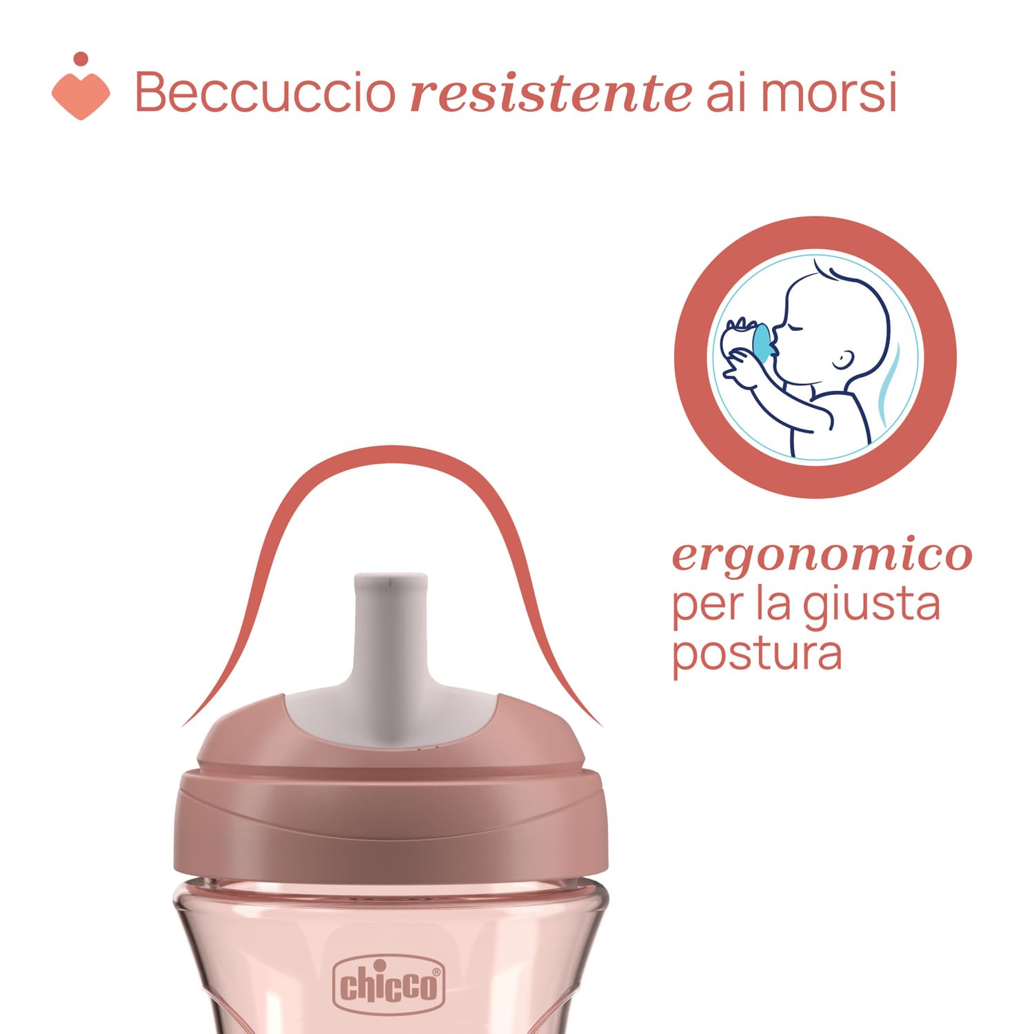 Chicco Advanced Cup Bicchiere Plastica Antigoccia 266 ml con Cannuccia, Beccuccio Ergonomico e Valvola, senza BPA, Rosa