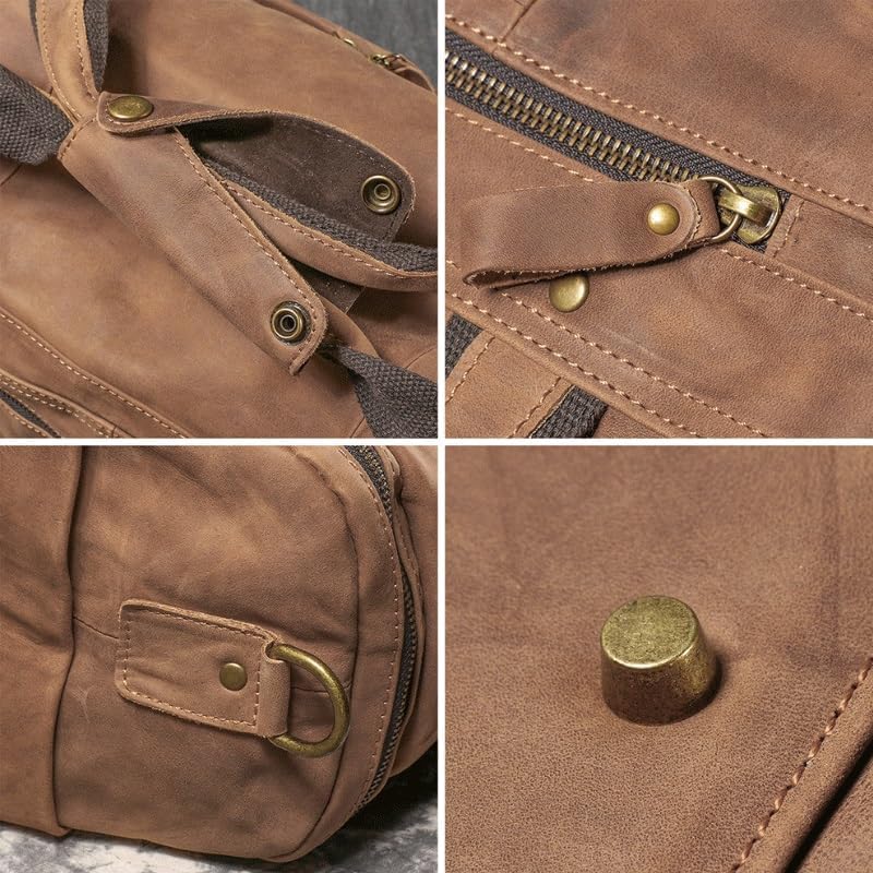 Men's Brown Handbag Short Distance Business Travel Bag Single Shoulder Strap Cowhide Material