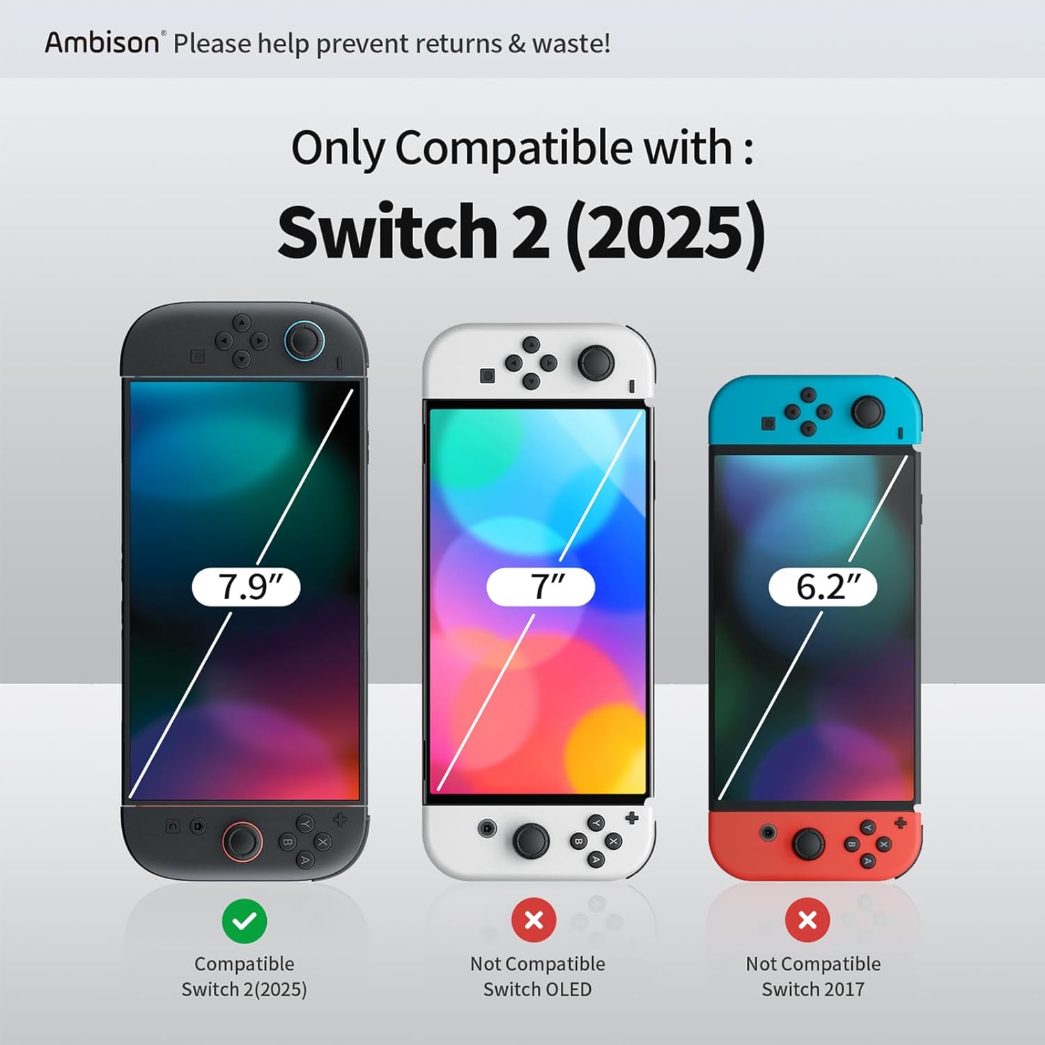 Ambison 2 Pack Screen Protector Designed for Nintendo Switch 2 (2025) 7.9 inch, [Auto-Alignment Kit & HD Clear], Touch Sensitive, 9H Hardness Tempered Glass, Scratch and Crack Resistant, Bubble Free - Image 8