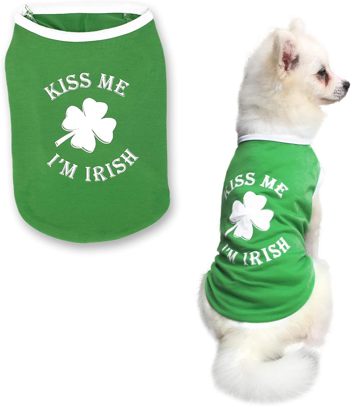 St Patrick’s Day Dog Shirt Kiss Me I’am Irish Pet T-Shirt Shamrock Puppy Sweatshirt Clover Breathable Vest Soft Warm Coat Pet Clothes…