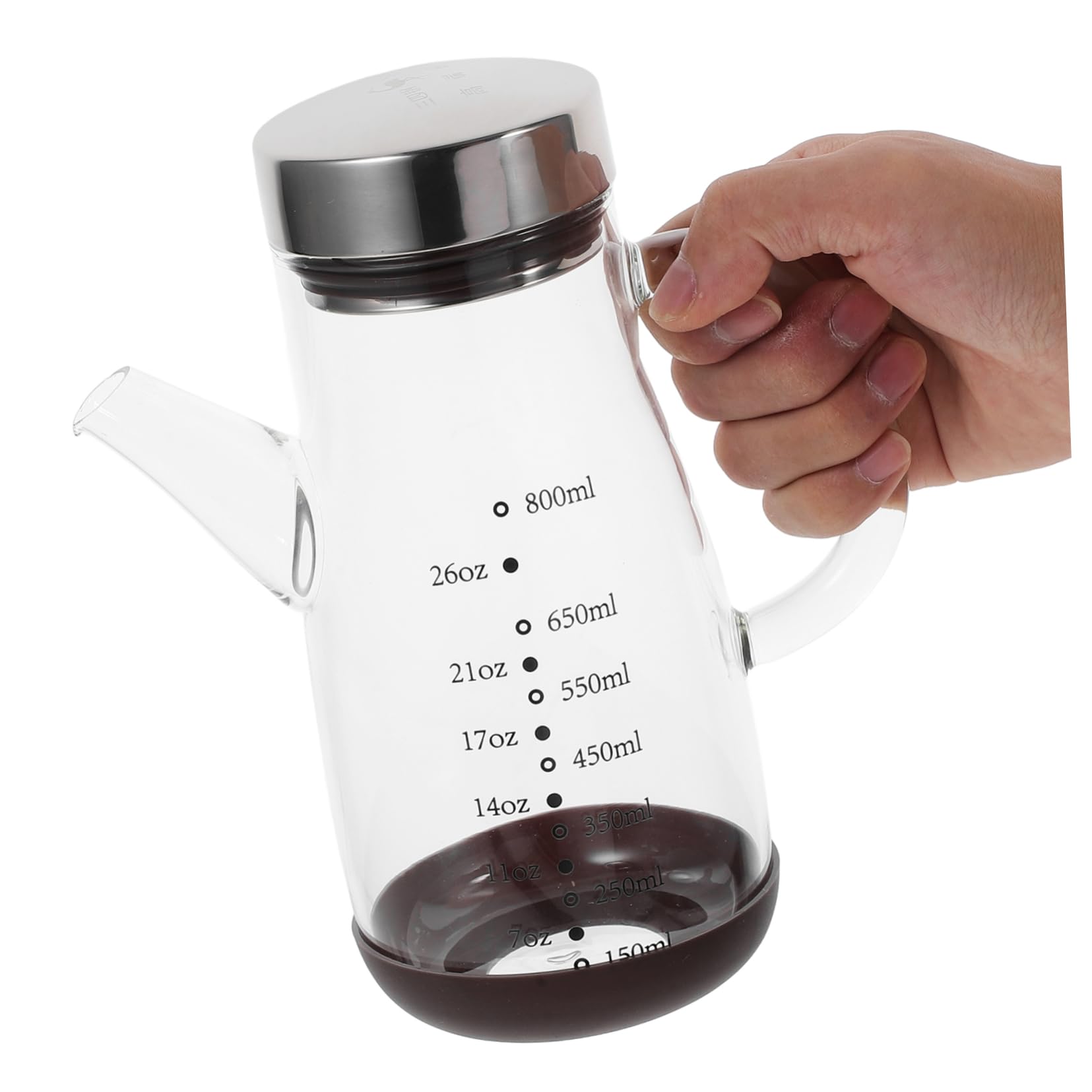 DECHOUS Große Auslaufsichere Ölflasche aus Edelstahl Silikon und Borosilikatglas mit Griff für Olivenöl Essig und Küche