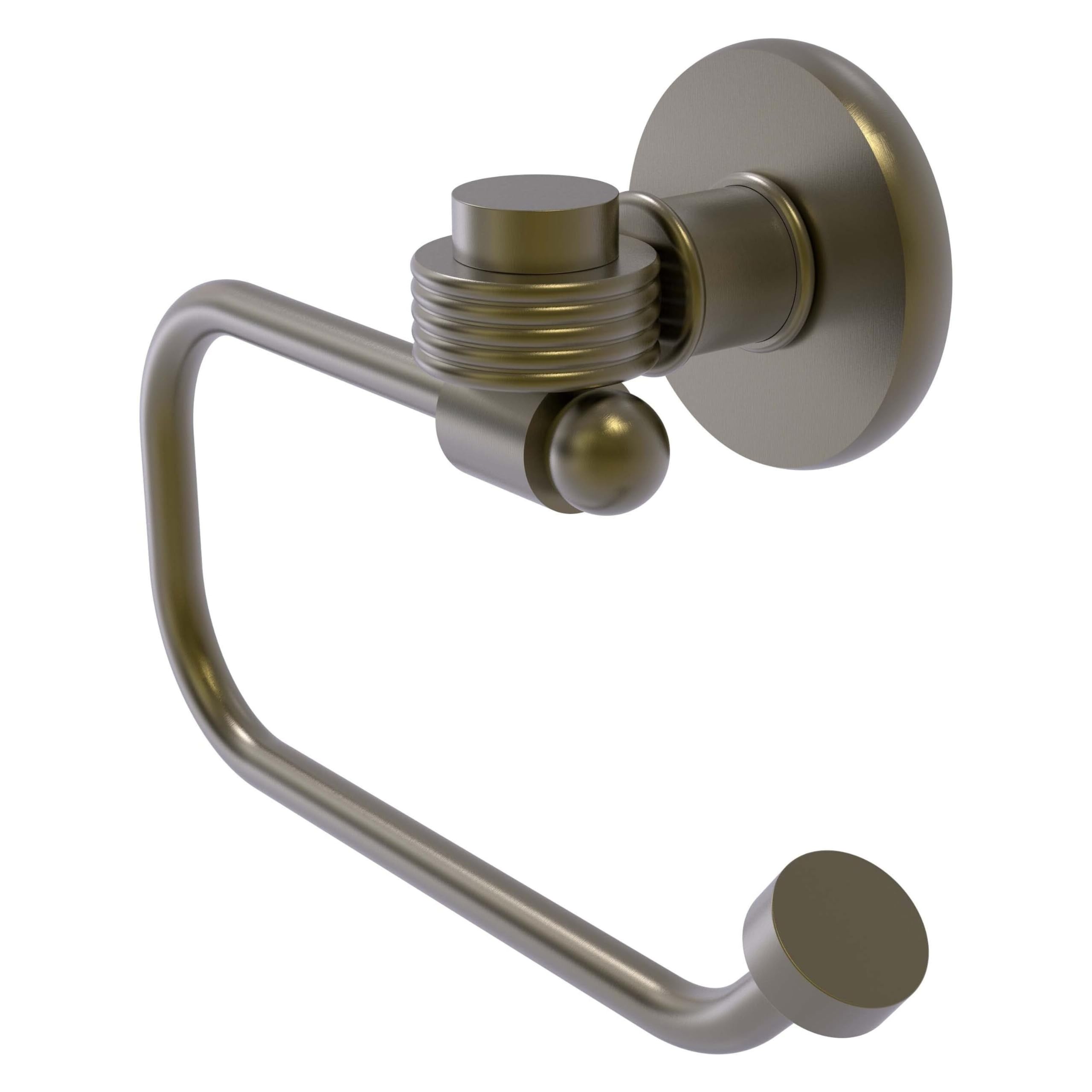 Allied Brass 2024EG-ABR Continental Collection Euro Style Toilet Tissue Holder with Groovy Accents, Antique Brass