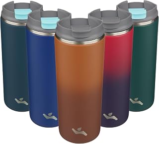 Konokyo 16oz Travel Coffee Mug with Lid, Insulated Stainless Tumbler