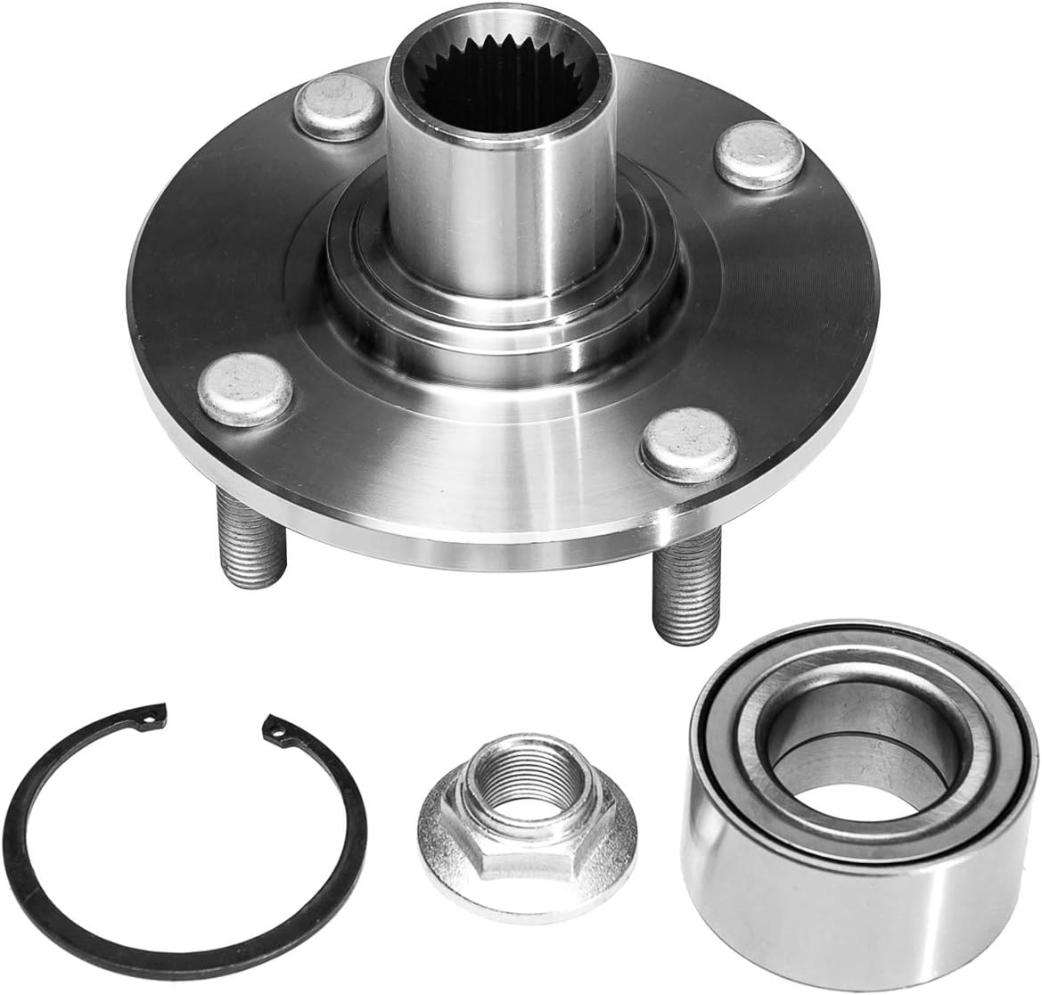 TUCAREST 518510 Front Wheel Bearing and Hub Compatible With 2000-2003 2004-2007 2008-2011 Fo-rd Focus [Hub Repair Kit; 4 Lug]