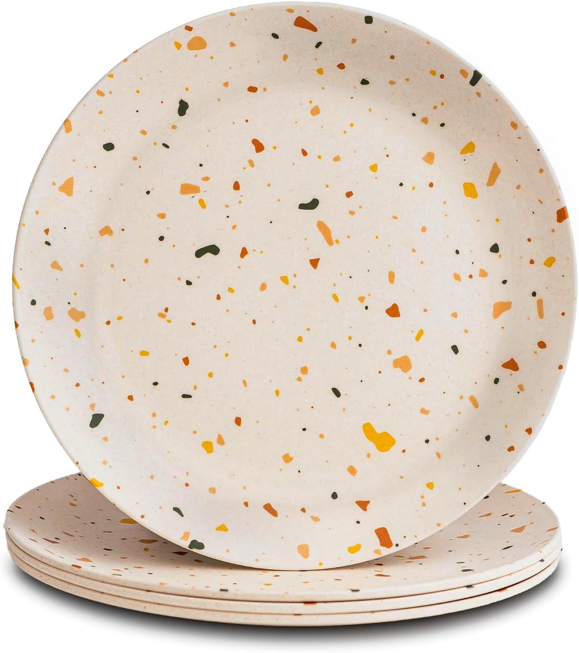 Nook Theory 4 Pack Reusable Bamboo Plates - Non-Toxic Toddler and Kids Plate, Dishwasher Safe, Not Microwavable Dinnerware (Celebration 8")