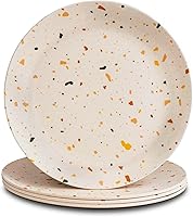 Vista 1 de Nook Theory 4 Pack Reusable Bamboo Plates - Non-Toxic Toddler and Kids Plate, Dishwasher Safe, Not Microwavable Dinnerware (Celebration 8")
