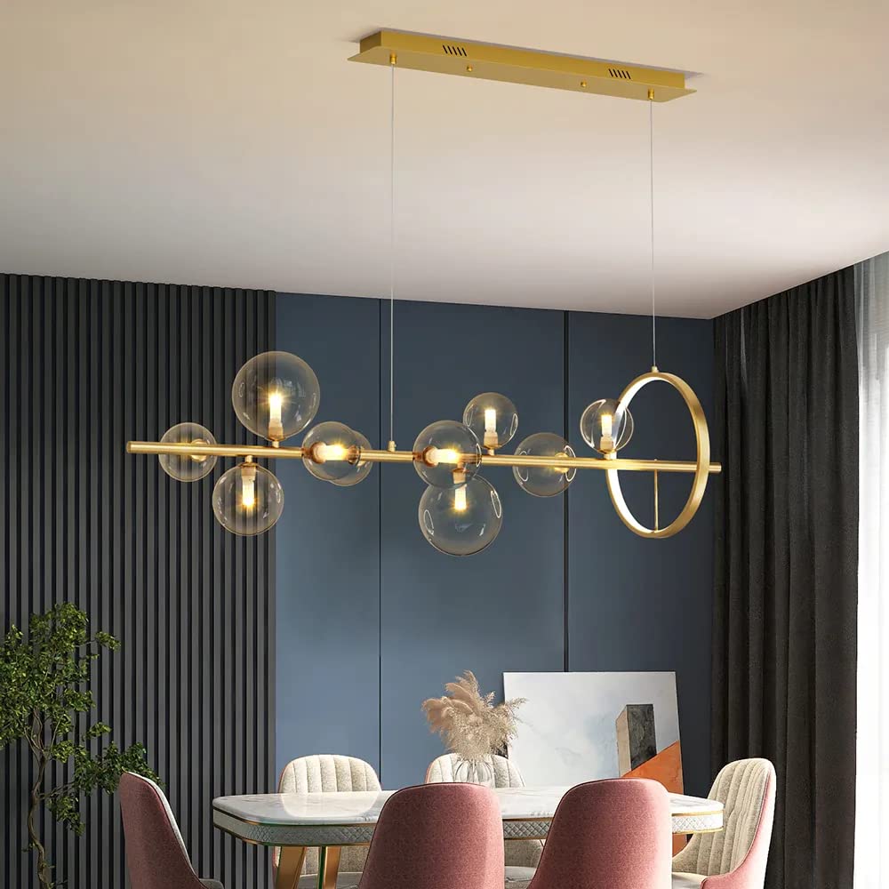 LOVEDIMA Gold Linear Lantern Pendant Lighting,Modern 10-Light