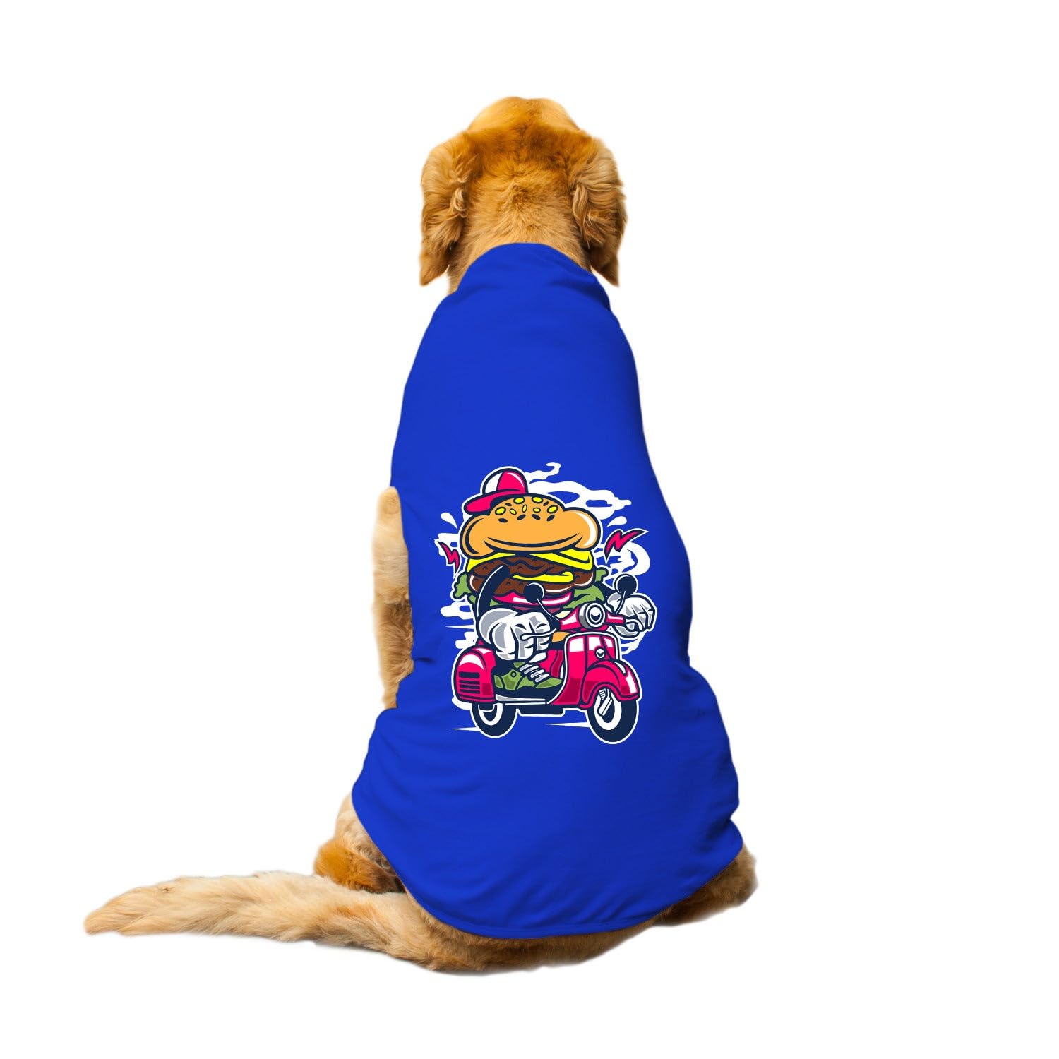 Funketti Dog T-Shirt Burger Scooter Printed Round Neck Sleeveless Tank/Tee Comfort, Breathable, Lightweight Dog Clothes/Apparel for Small/Medium and Big Dogs Breeds.(Royal Blue/XS) (B0CCHY95LH) Amazon Price History, Amazon Price Tracker