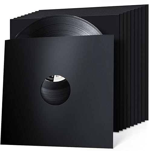 VKheroKV 10 piezas de papel de disco de vinilo y fundas interiores de polietileno, cubiertas de papel de estraza para discos LP, cartulina con