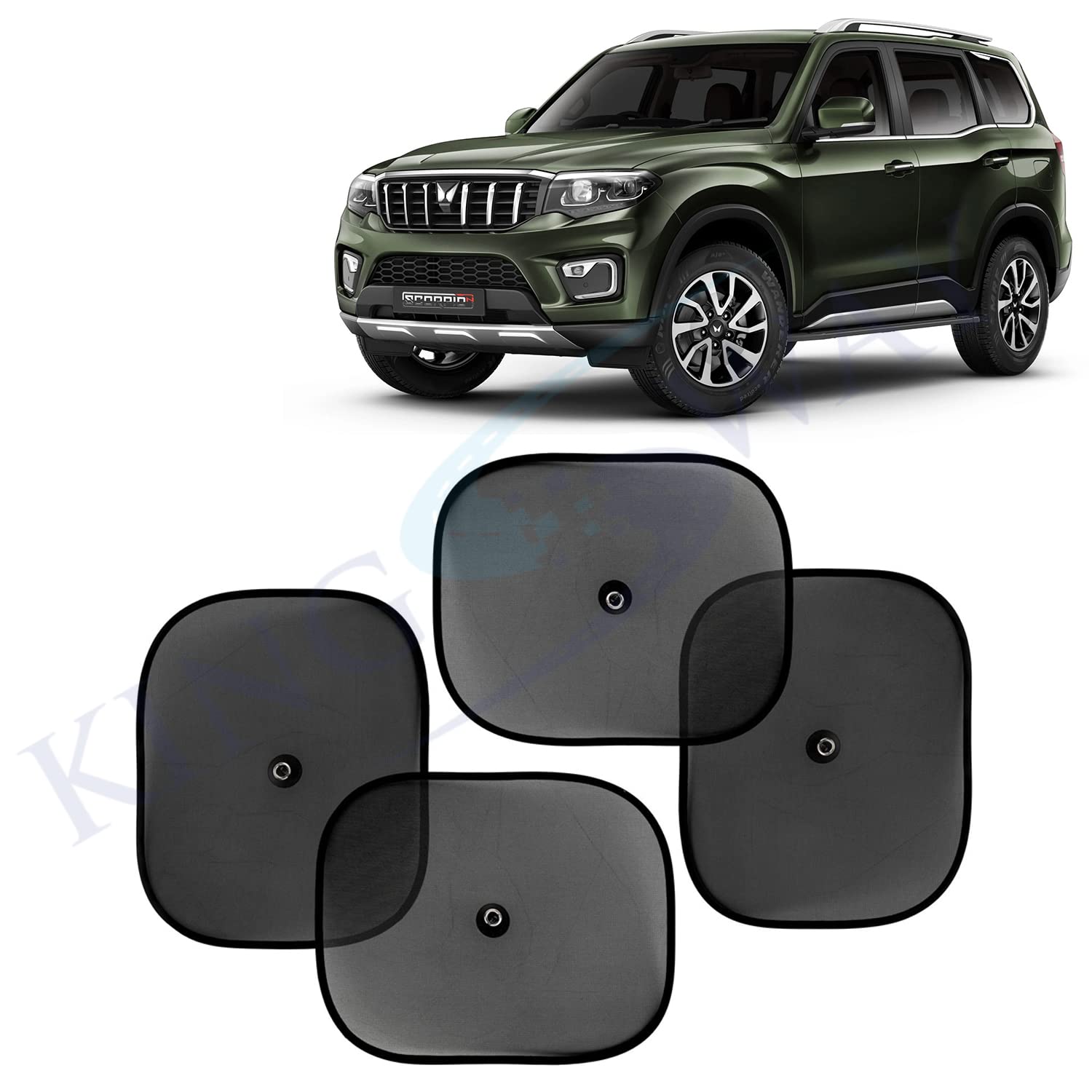 Car Window Curtain Sticky Sun Shades Compatible with Mahindra Scorpio N, (Year 2022 Onwards), Universal Fit Sunshades for Side Window, Rear Window, Black Color, 4 Pieces