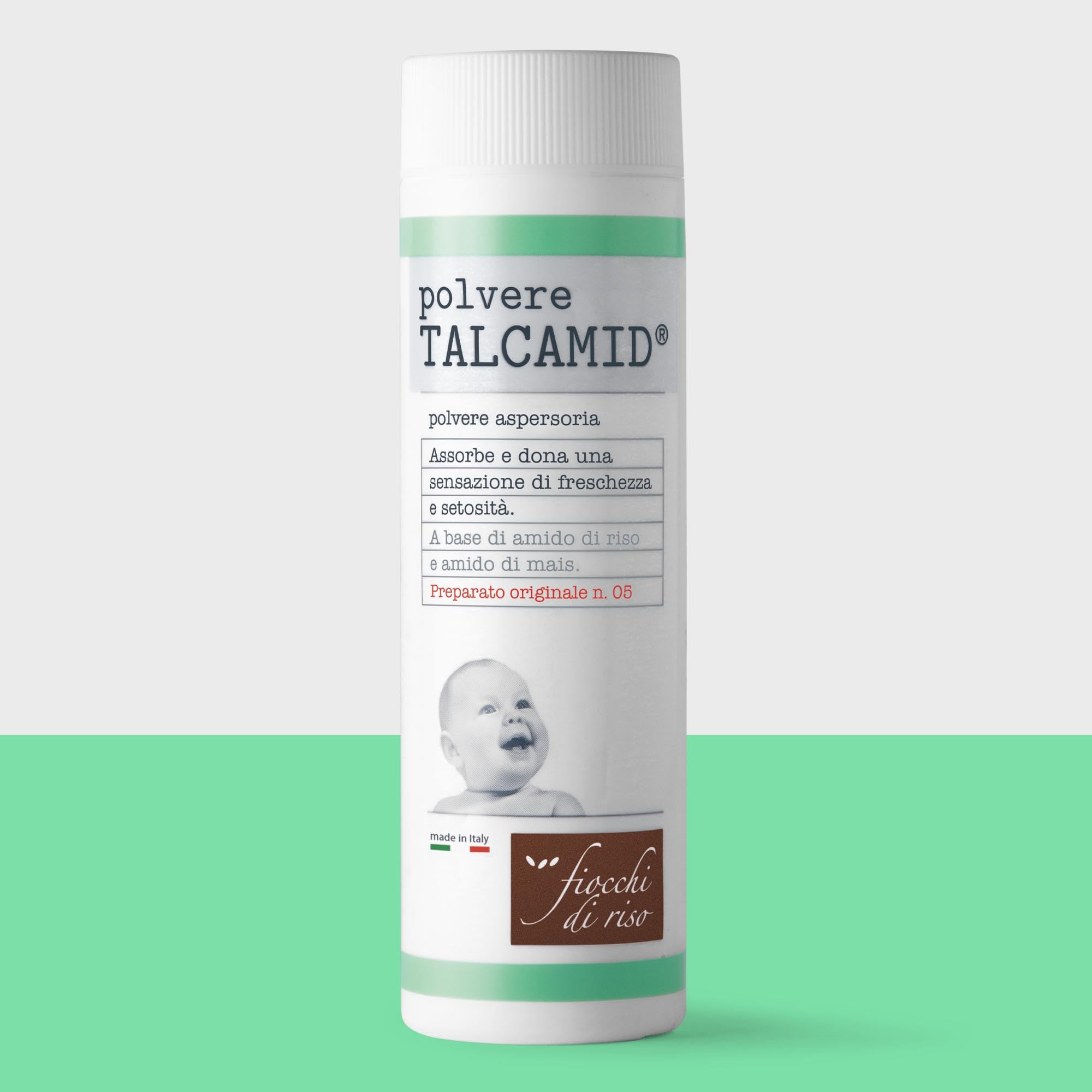 Fiocchi di Riso - Polvere TALCAMID - 50g - SUDORAZIONE E SUDAMINA - Coadiuva il trattamento della sudamina, ideale per la cute dei neonati, infanti e bambini.