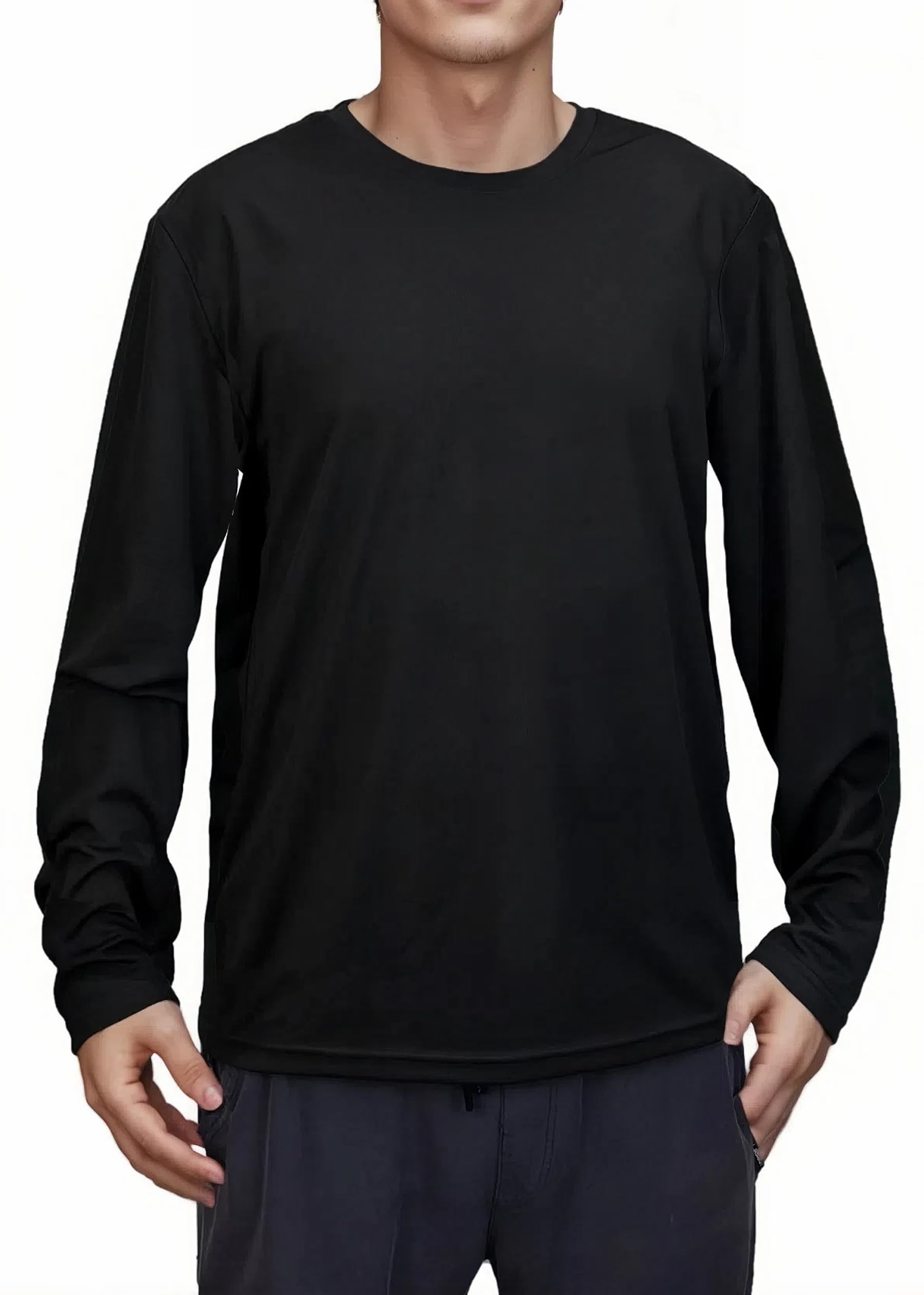 Mens Long Sleeve Quick Dry Athletic Shirts Moisture Wicking Tee