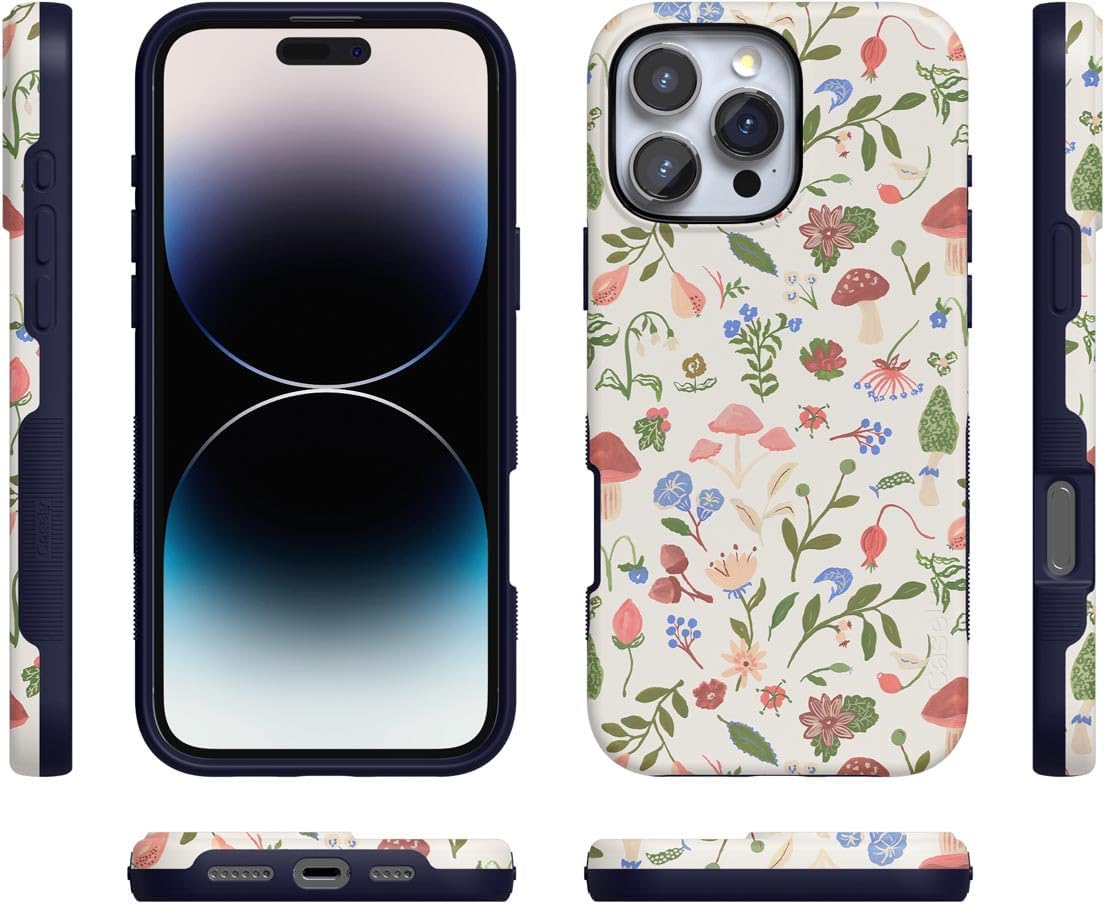 Casely iPhone 16 Pro Max Case | Garden Party | Mushroom Floral | Bold Protective Design | Compatible with MagSafe