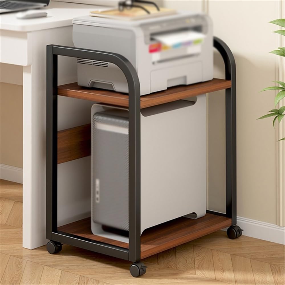 Supporto CPU mobile Supporto a torre for CPU Scaffale di stoccaggio multistrato for uso domestico Carrello for stampante desktop mobile con supporto for CPU a 2 livelli con 4 rotelle girevoli Si adatt