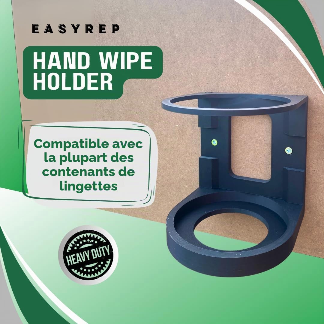 Support mural pour essuie-mains - Compatible avec la plupart des bacs à lingettes - 120 mm de diamètre - Impression 3D robuste - Antirouille, ultra robuste, facile à installer - Pour atelier