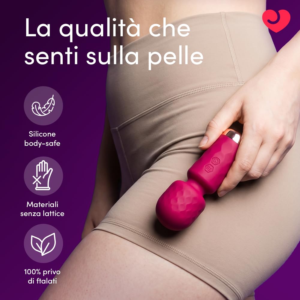 Lovehoney Mini Wand Massaggiatore Vibratore donna | Piccolo Stimolatore femminile per Clitoride Capezzoli Zone Erogene | 10 modalità Ricaricabile & Impermeabile | Massager Sextoys Vibratoreper coppie