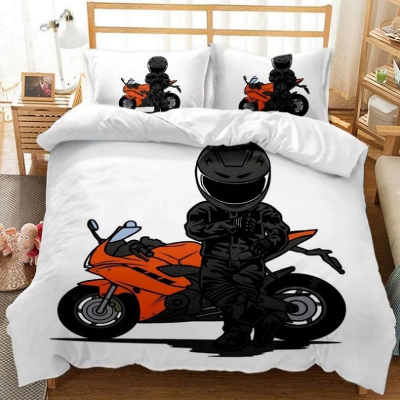 Cadeau homme moto pour cette housse de couette 240 x 260 cm blanche originale