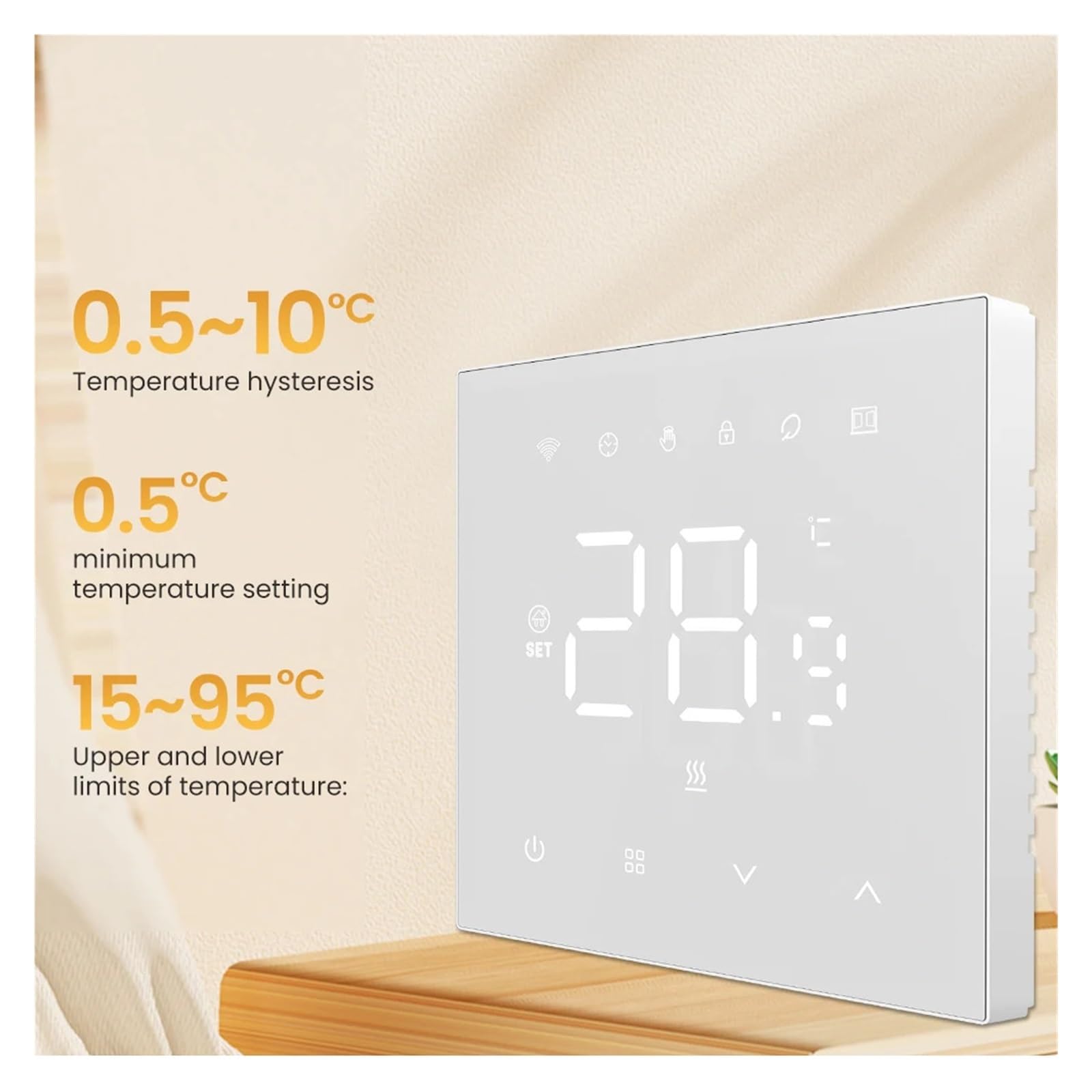 Termostato inteligente, Termostato Tuya for hogar intelinte, calefacción eléctrica, caldera de Gas por suelo cálido, controlador de temperatura LED Digital(3A Gas Boiler-Black)